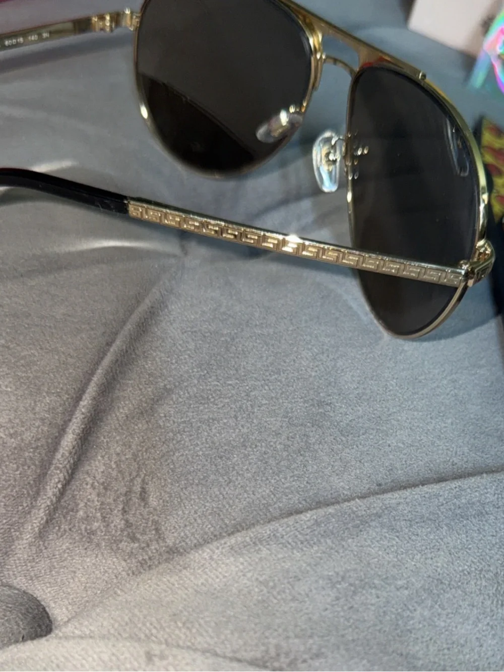 Versace Gold Frame Black Lens Aviator Sunglasses